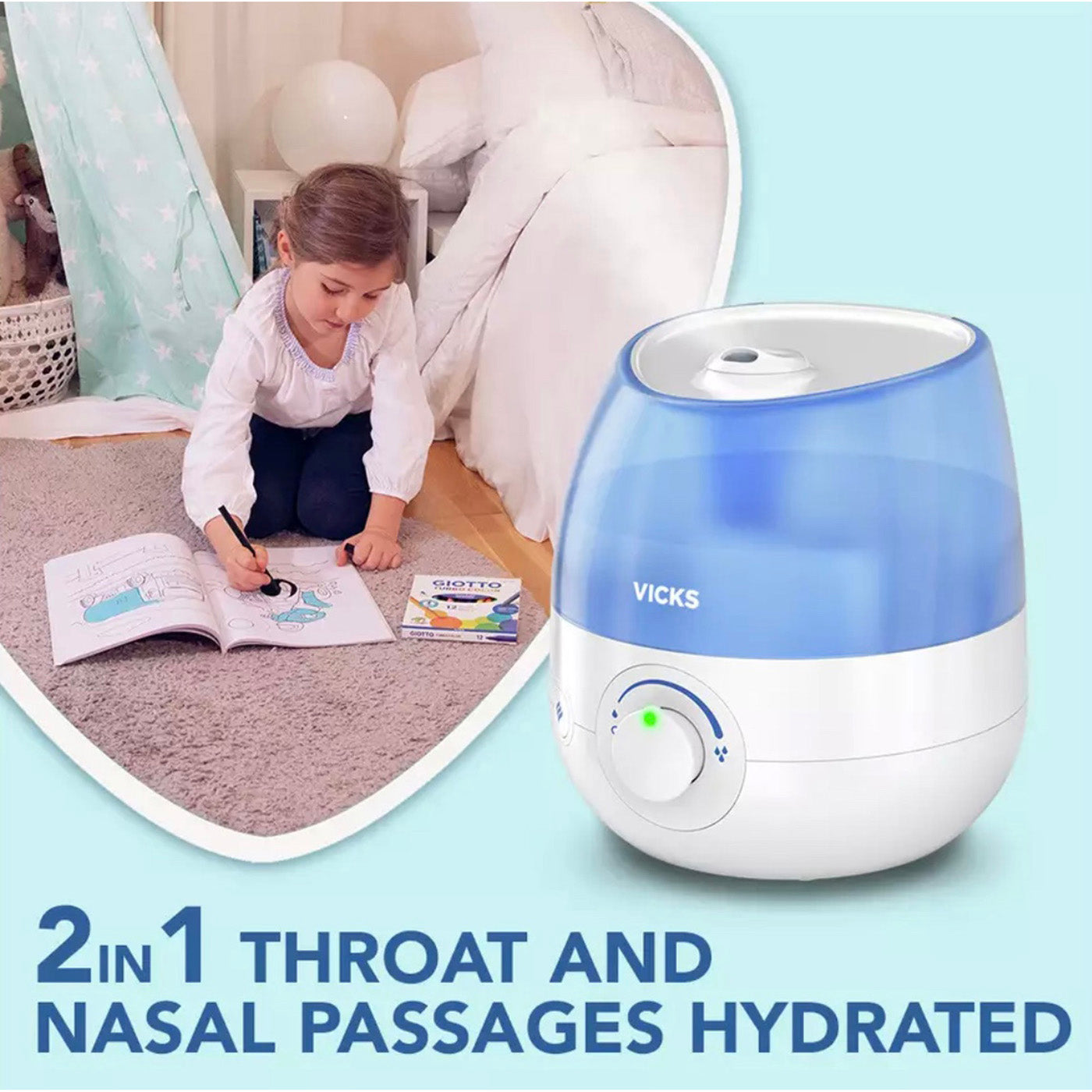 Vicks Humidifier Ultrasonic Cool Quiet Mist with Timer Variable Control 1.8l - Image 4