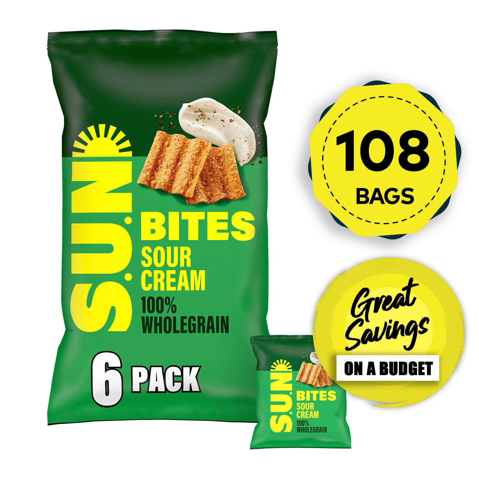 Sunbites Snacks Sour Cream Multipack Crisps 108 x 25g - Image 1