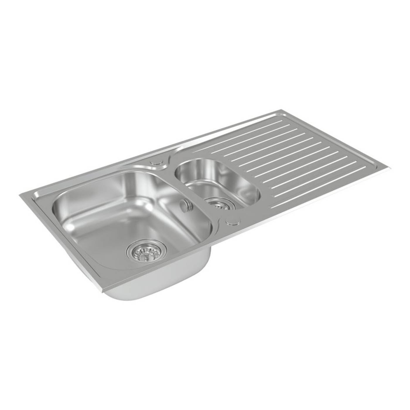 Carysil Kitchen Sink 1.5 Bowl Stainless Steel Inset Rectangular Reversible - Image 4