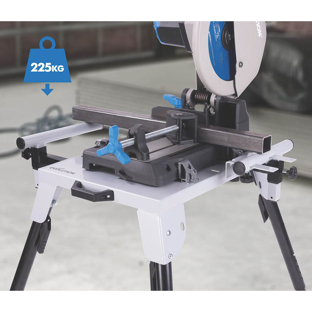 Evolution Chop Saw Stand Universal 225kg Max. Load Capacity Adjustable Height - Image 2