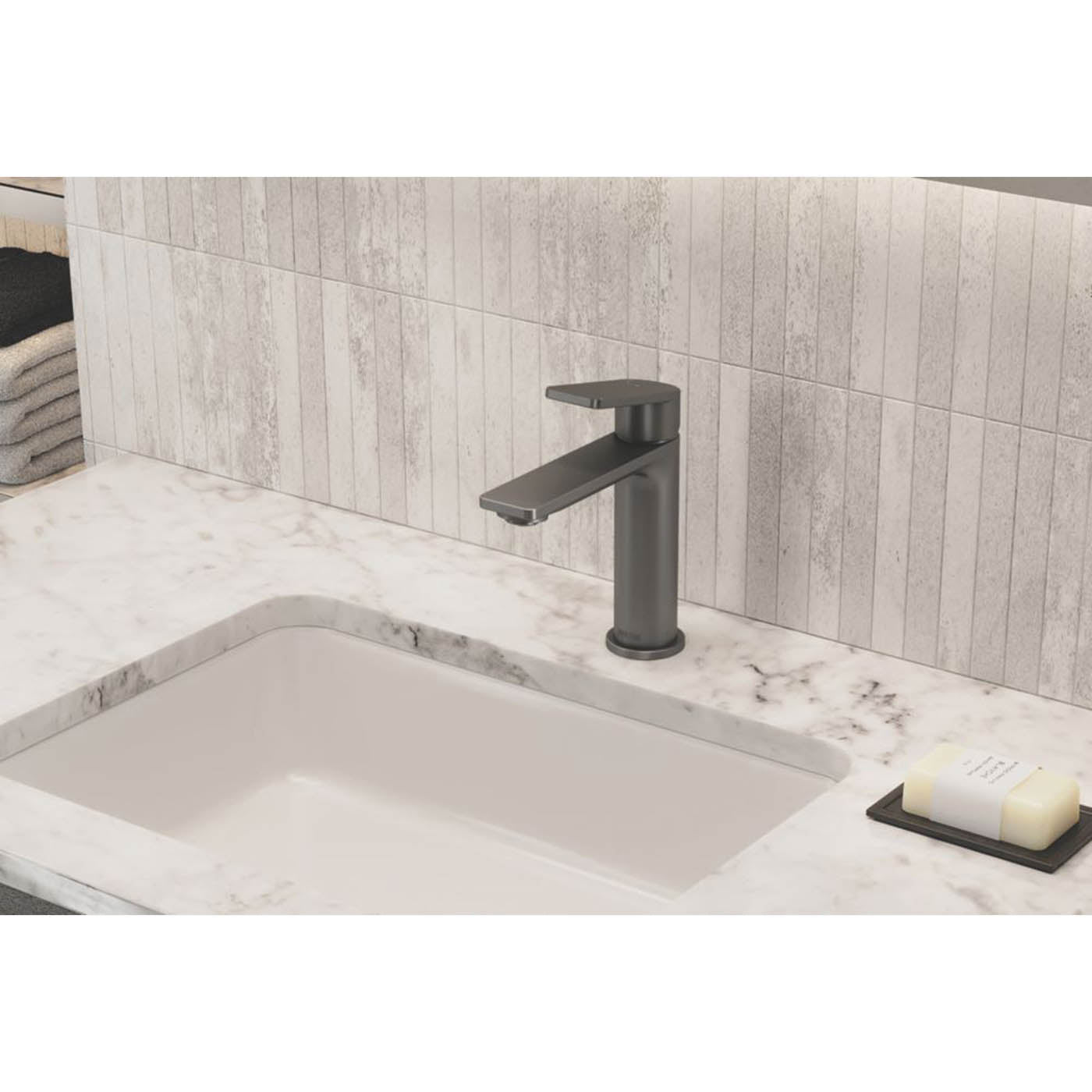 Bristan Bathroom Sink Tap Frammento Basin Mixer Metal Grey Lever Clicker Waste - Image 1