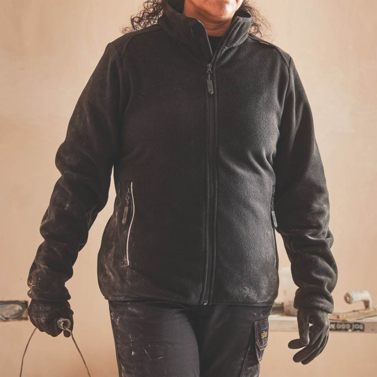 Site Womens Fleece Jacket Work Callard Black Front Zip Breathable Size 12 - Image 3