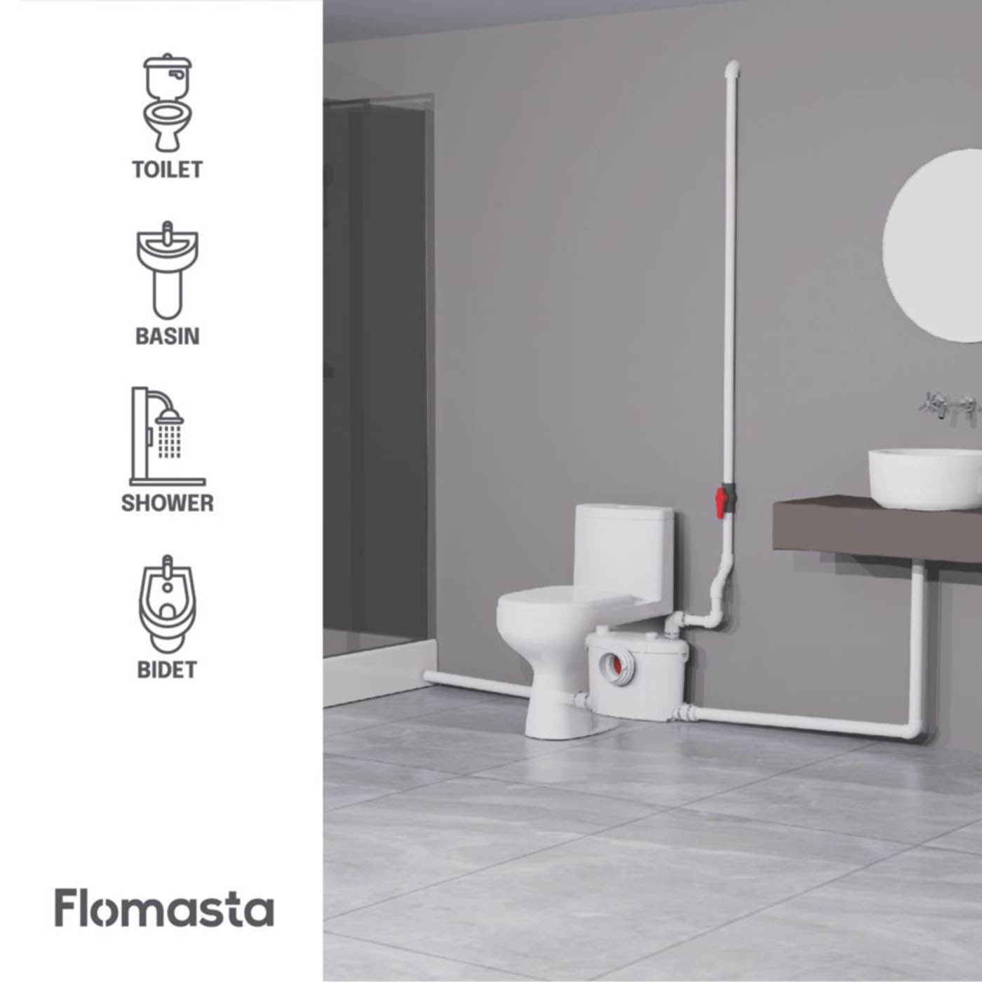 Flomasta Macerator Pump WC Bathroom Shower Basin Top Outlet Quiet 400W - Image 4