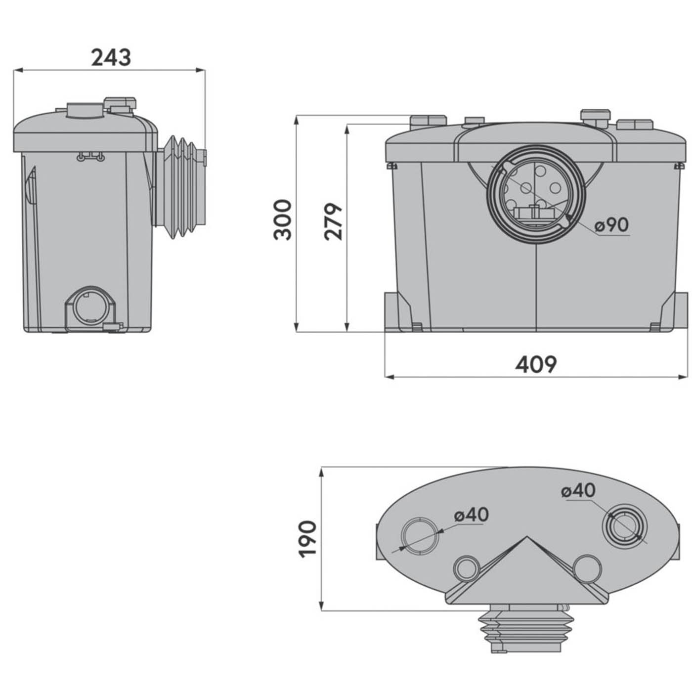 Flomasta Macerator Pump WC Bathroom Shower Basin Top Outlet Quiet 400W - Image 6