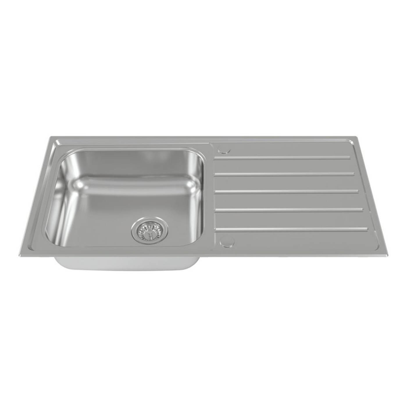 Carysil Kitchen Sink 1 Bowl Stainless Steel Inset Reversible Drainer Waste - Image 3
