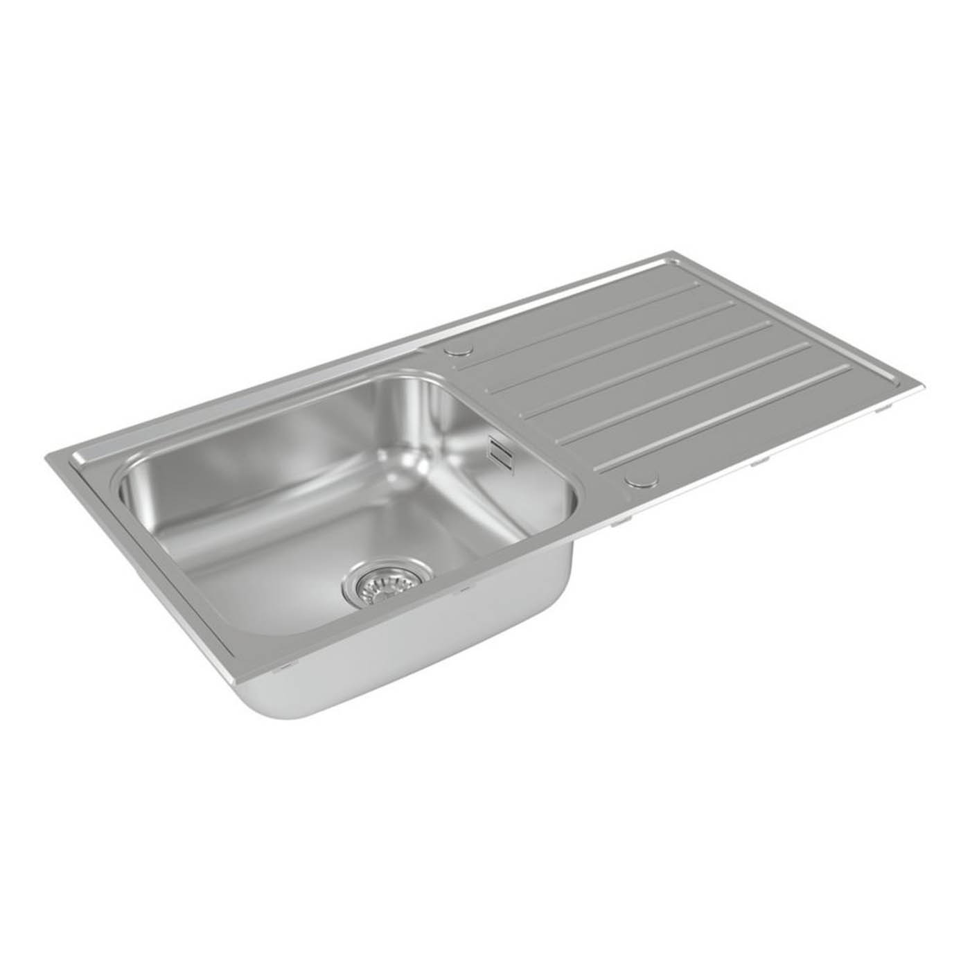 Carysil Kitchen Sink 1 Bowl Stainless Steel Inset Reversible Drainer Waste - Image 4