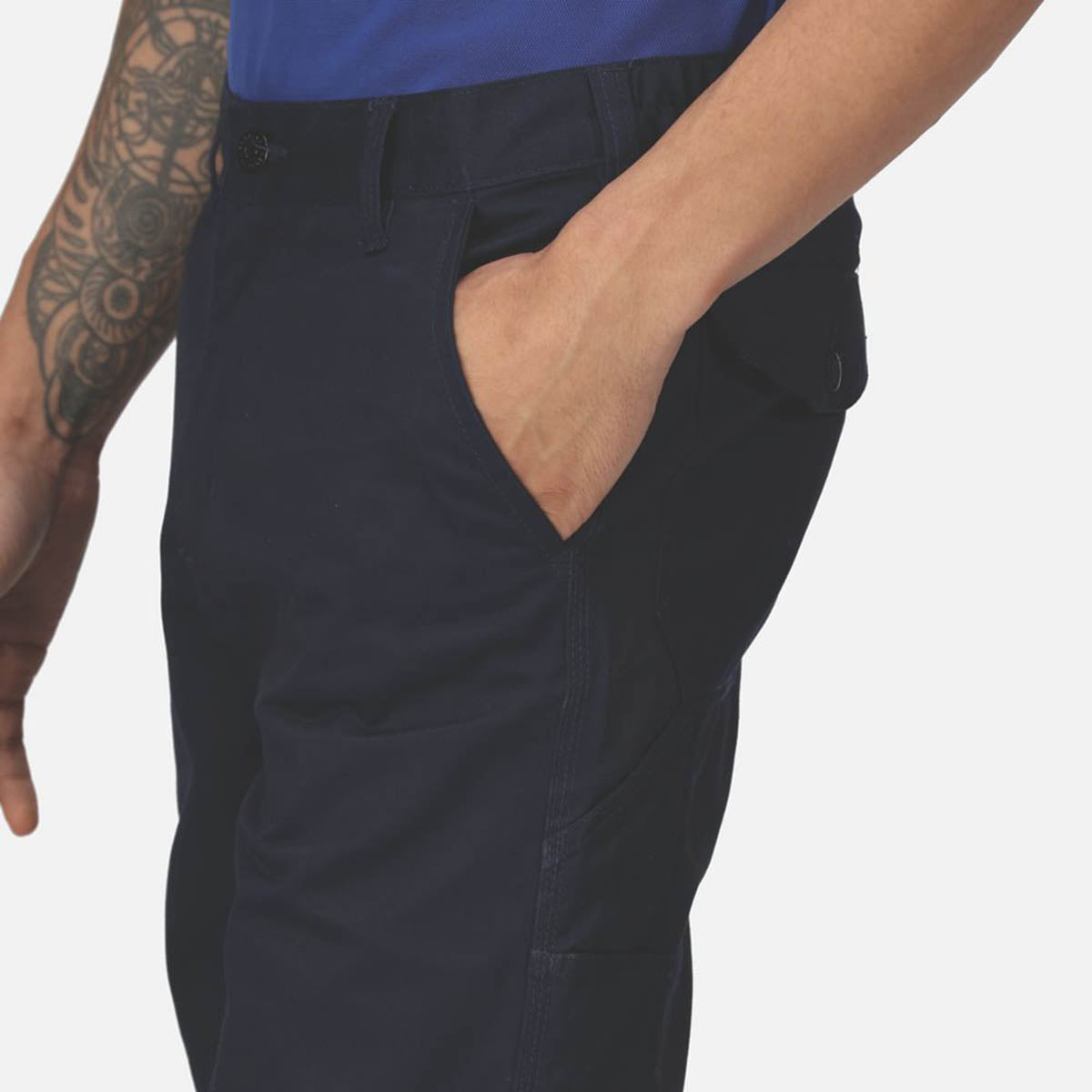 Regatta Work Trousers Mens Pro Cargo Classic Fit Navy Multi Pockets 30W 29L - Image 6