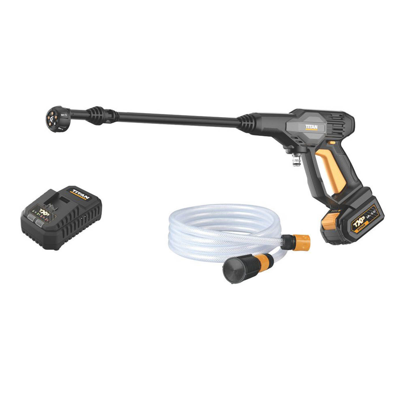 Titan Pressure Washer Hand-Held TTI1230PRW Cordless 22bar 18V 1 x 5Ah Li-Ion TXP - Image 1