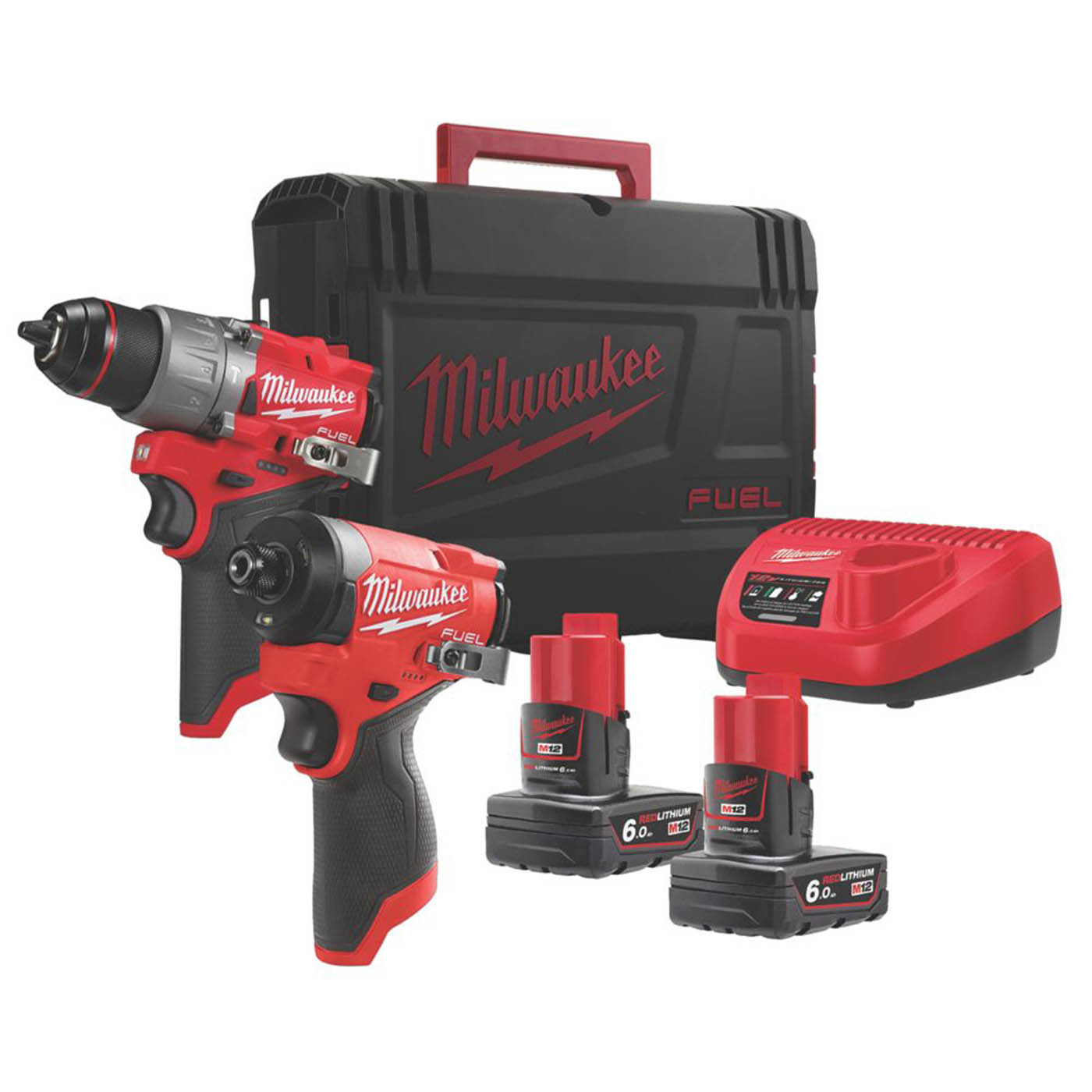 Milwaukee Percussion Drill Impact Driver Twin Set Cordless 12V 2x6.0Ah Li-Ion - Image 1