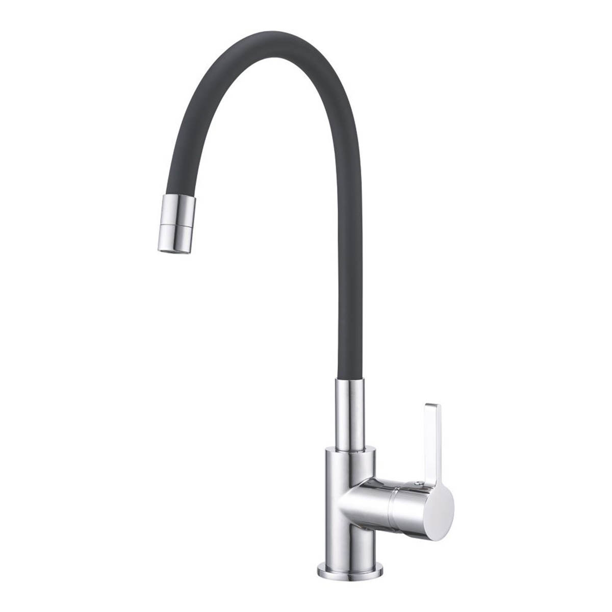 Kitchen Tap Mono Mixer Chrome Black Single Lever Swivel Spout Modern Faucet - Image 1