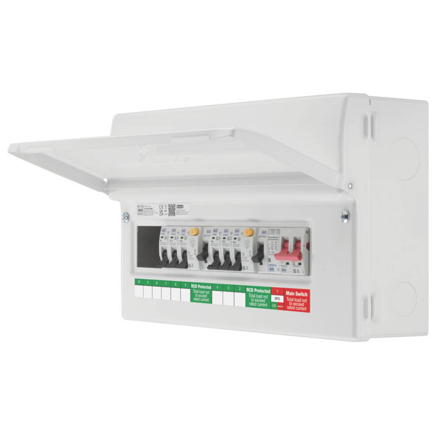 British General Consumer Unit with SPD 9-Module 6-Way Part-Populated Dual RCD - Image 1