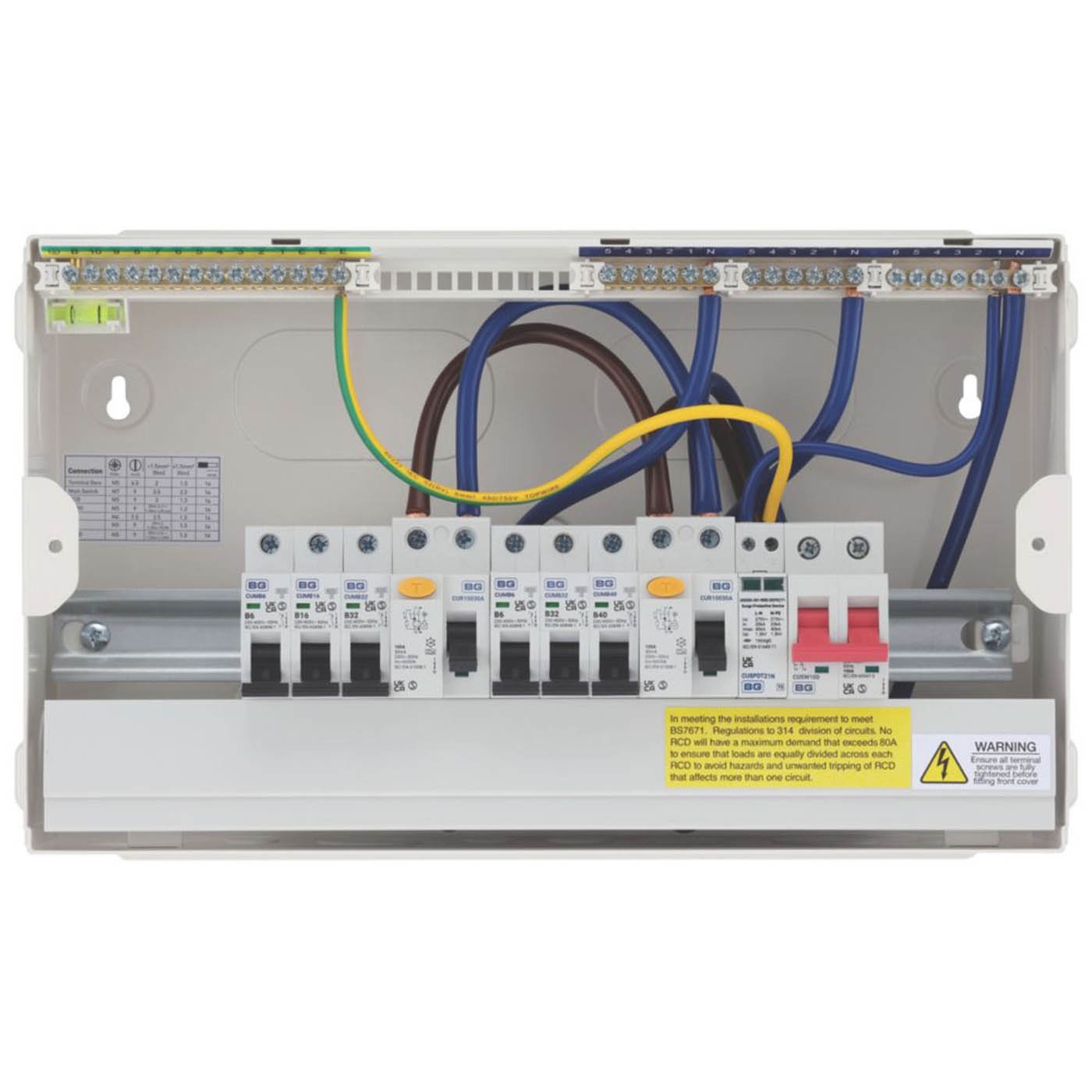 British General Consumer Unit with SPD 9-Module 6-Way Part-Populated Dual RCD - Image 5