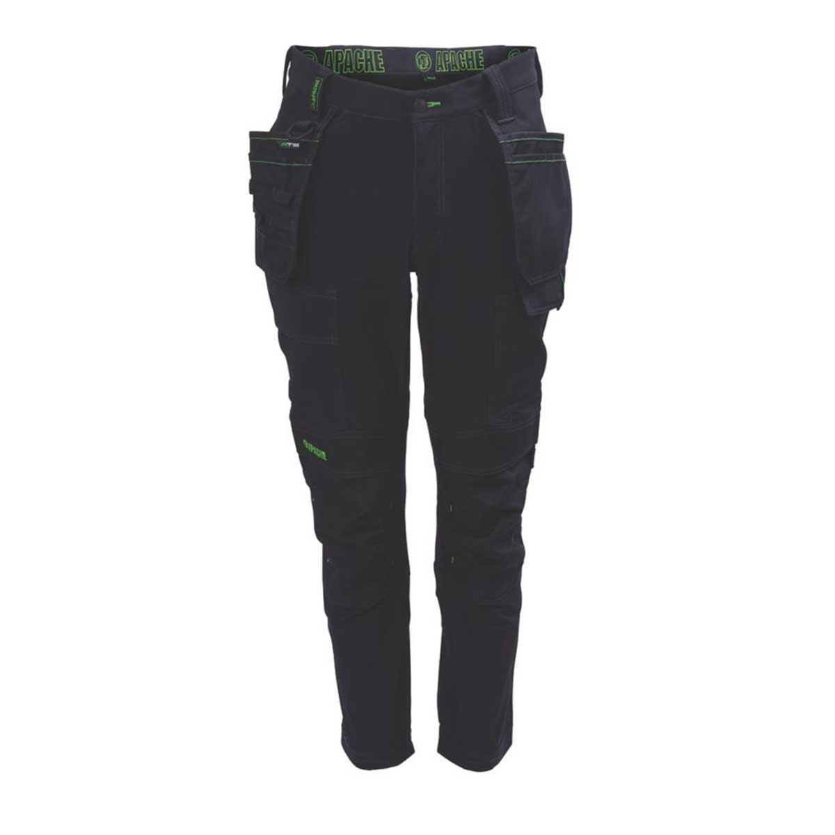 Work Trousers Mens Slim Fit Black Stretch Water Repellent Pockets 36"W 31"L - Image 1