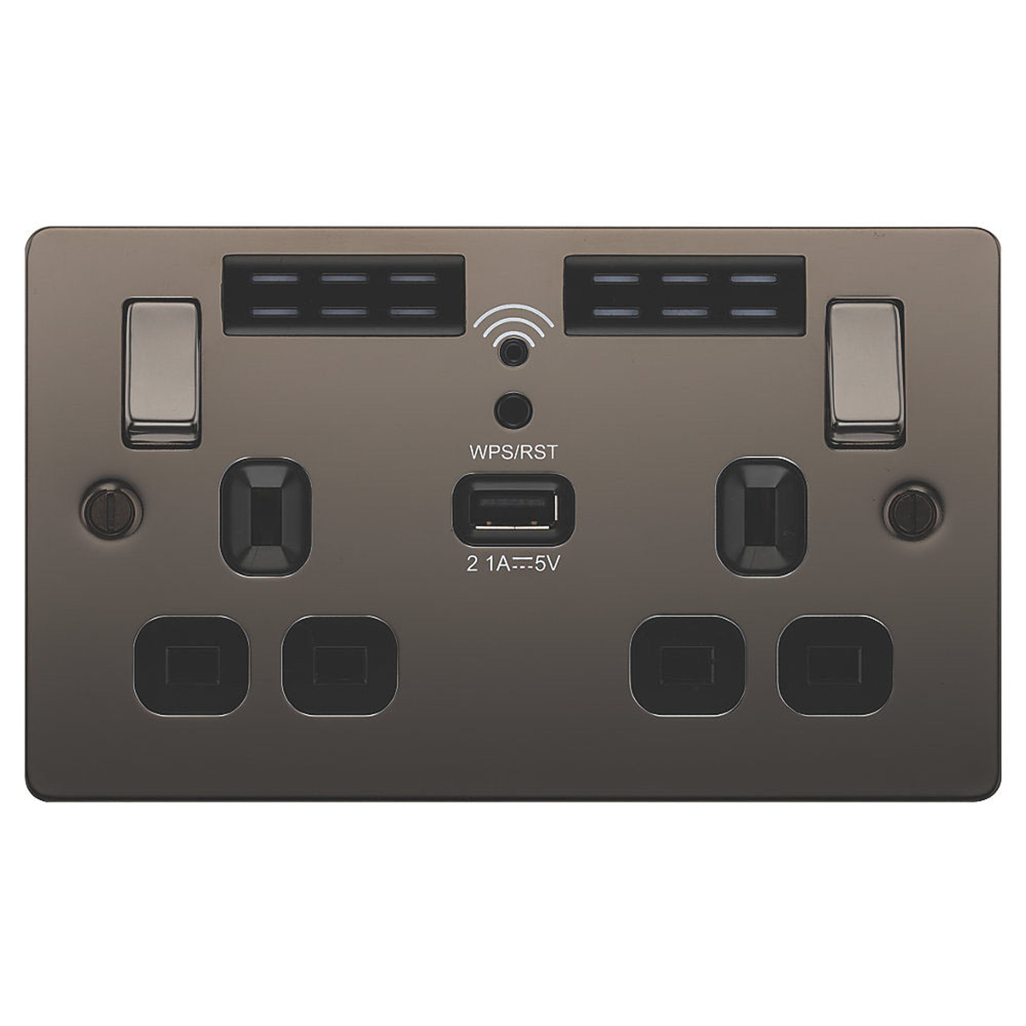 LAP WiFi Extender Socket Double Switch USB Port 13A 2 Gang Single Pole 240 V - Image 2