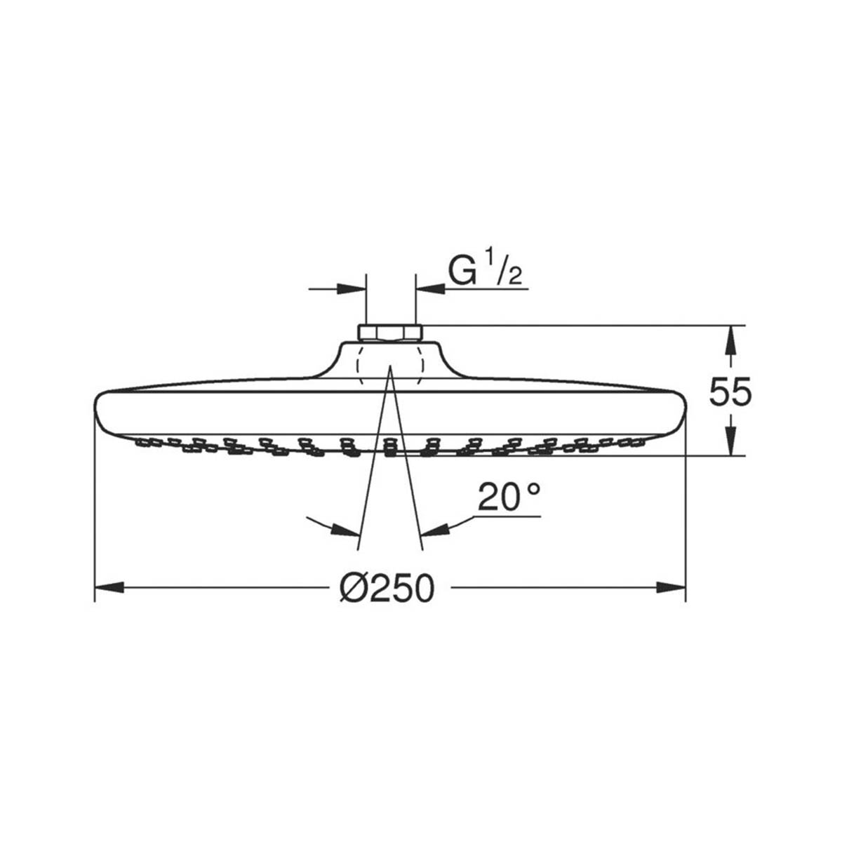 Grohe Shower Head Round Vitalio Start 250 Adjustable Chrome Single-Spray 250mm - Image 3