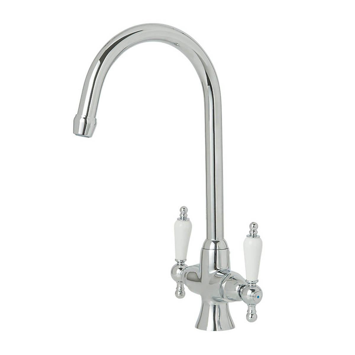 Kitchen Sink Tap Mono Mixer Chrome Dual Lever Swivel Spout Traditional Faucet - Image 1