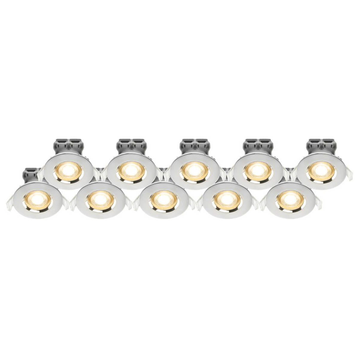 LED Downlights Dimmable Ceiling Light Chrome Warm White Round 400lm Pack Of 10 - Image 1