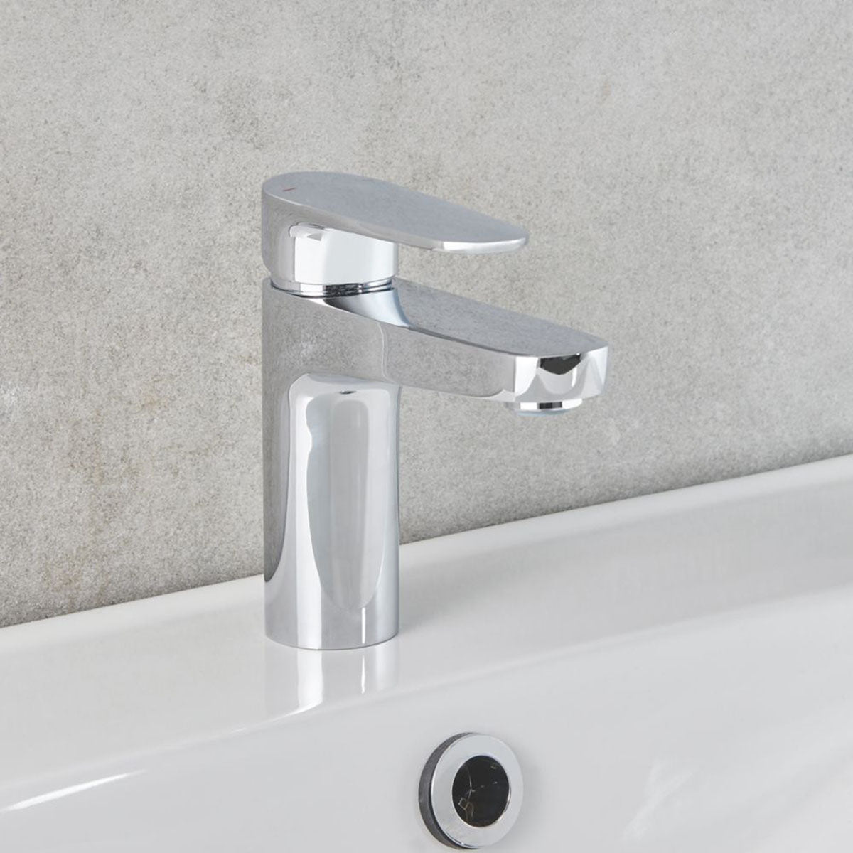 Swirl Bathroom Basin Tap Mono Mixer Silver Single Lever Clicker Waste Modern - Image 2