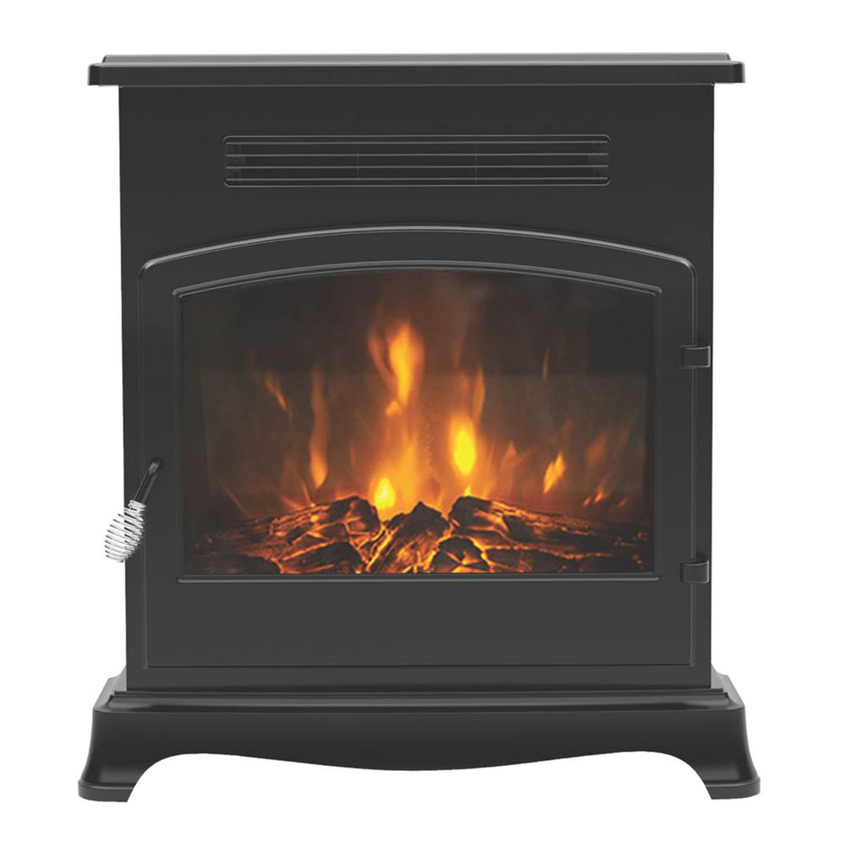 Be Modern Electric Stove Matt Black Steel Flame Effect Traditional 570mm x 618mm - Image 1
