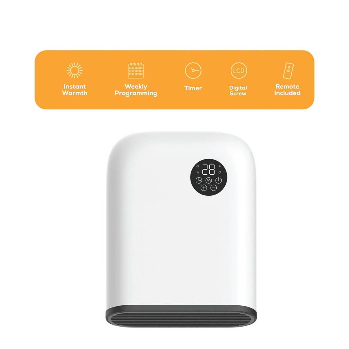 TCP Fan Heater Electric LED Display Wall Mounted White Programmable 2000W - Image 2