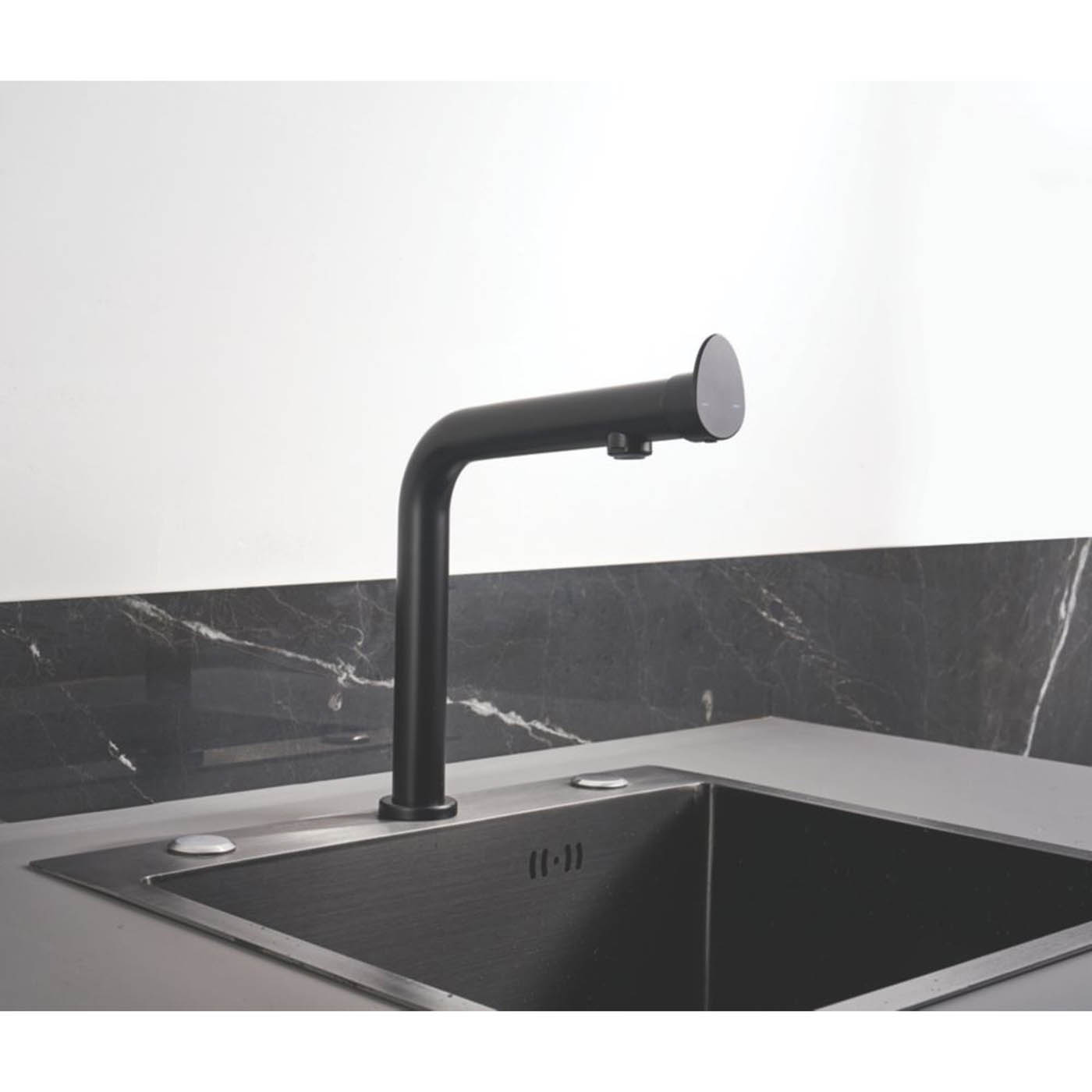 Kitchen Sink Mono Mixer Tap Matt Black Single Lever Deck Mounted Modern - Image 2