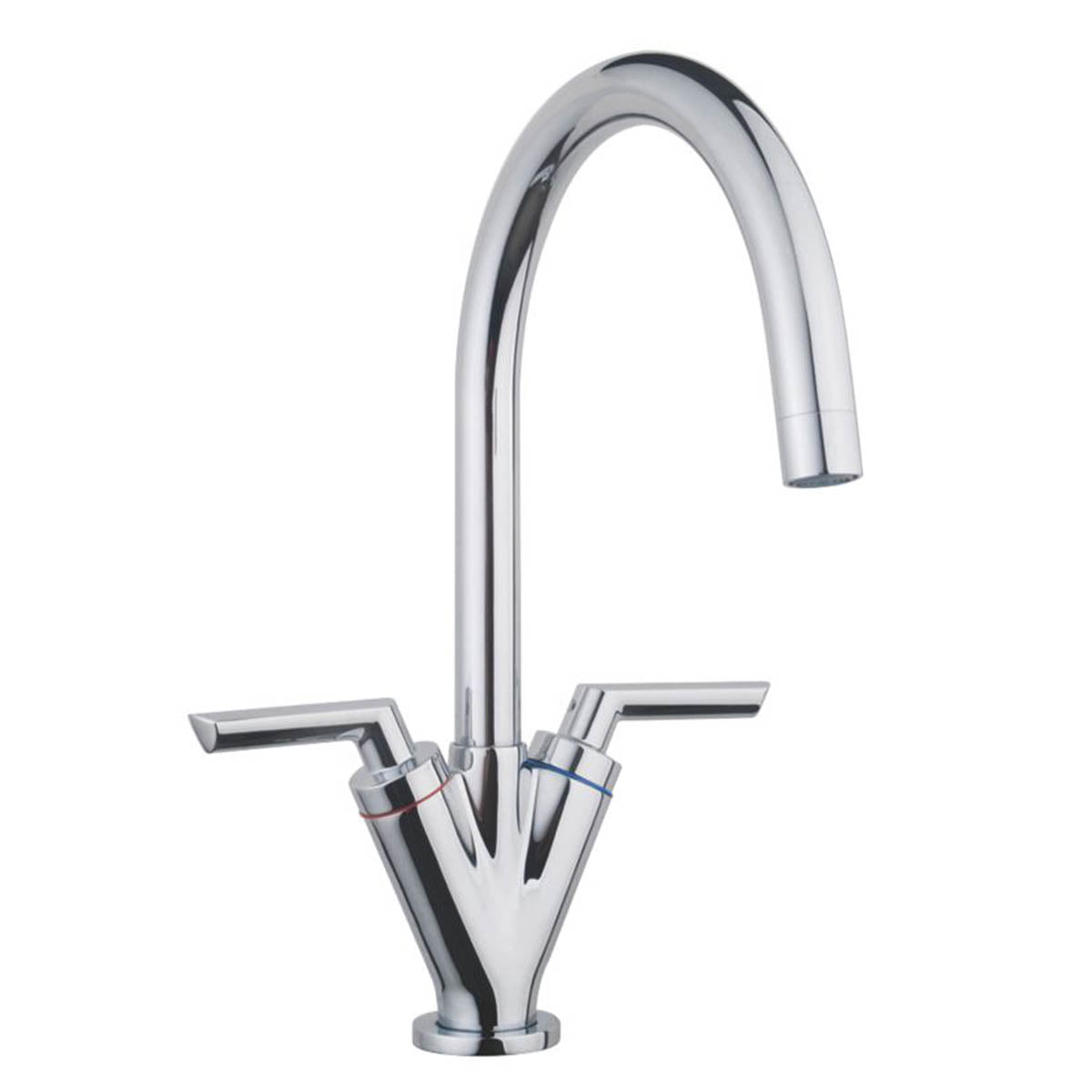 Kitchen Tap Mono Mixer Chrome Ceramic Disc Double Lever Anti Limescale Spout - Image 1