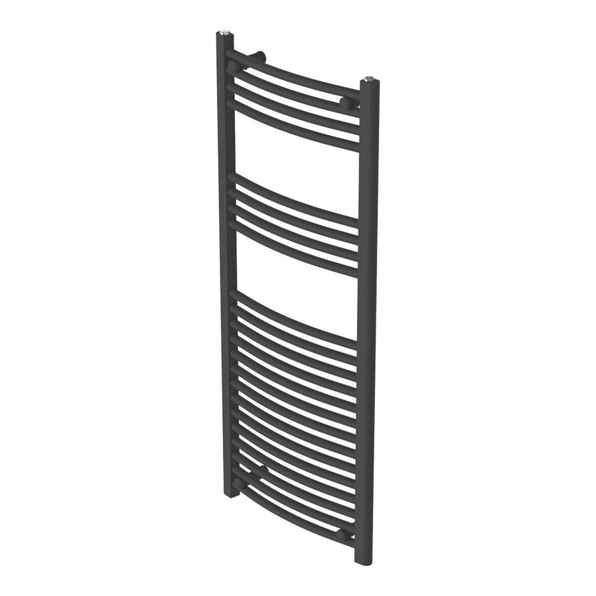 Flomasta Towel Rail Radiator Matt Black Curved Warmer 1200mm x 500mm 1815BTU - Image 1
