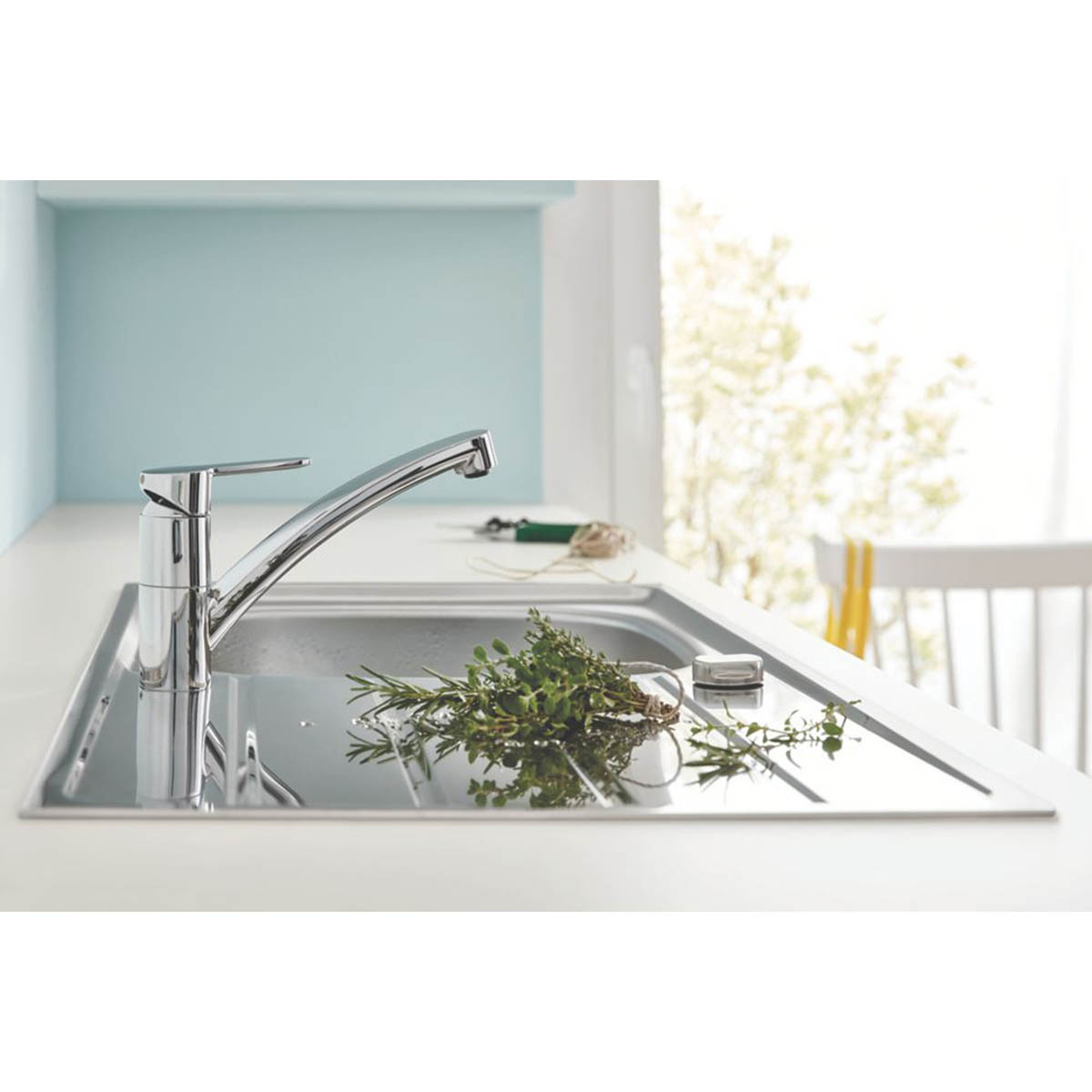 Grohe Kitchen Mono Mixer Tap Start Eco Faucet Chrome Single Lever Low Profile - Image 4
