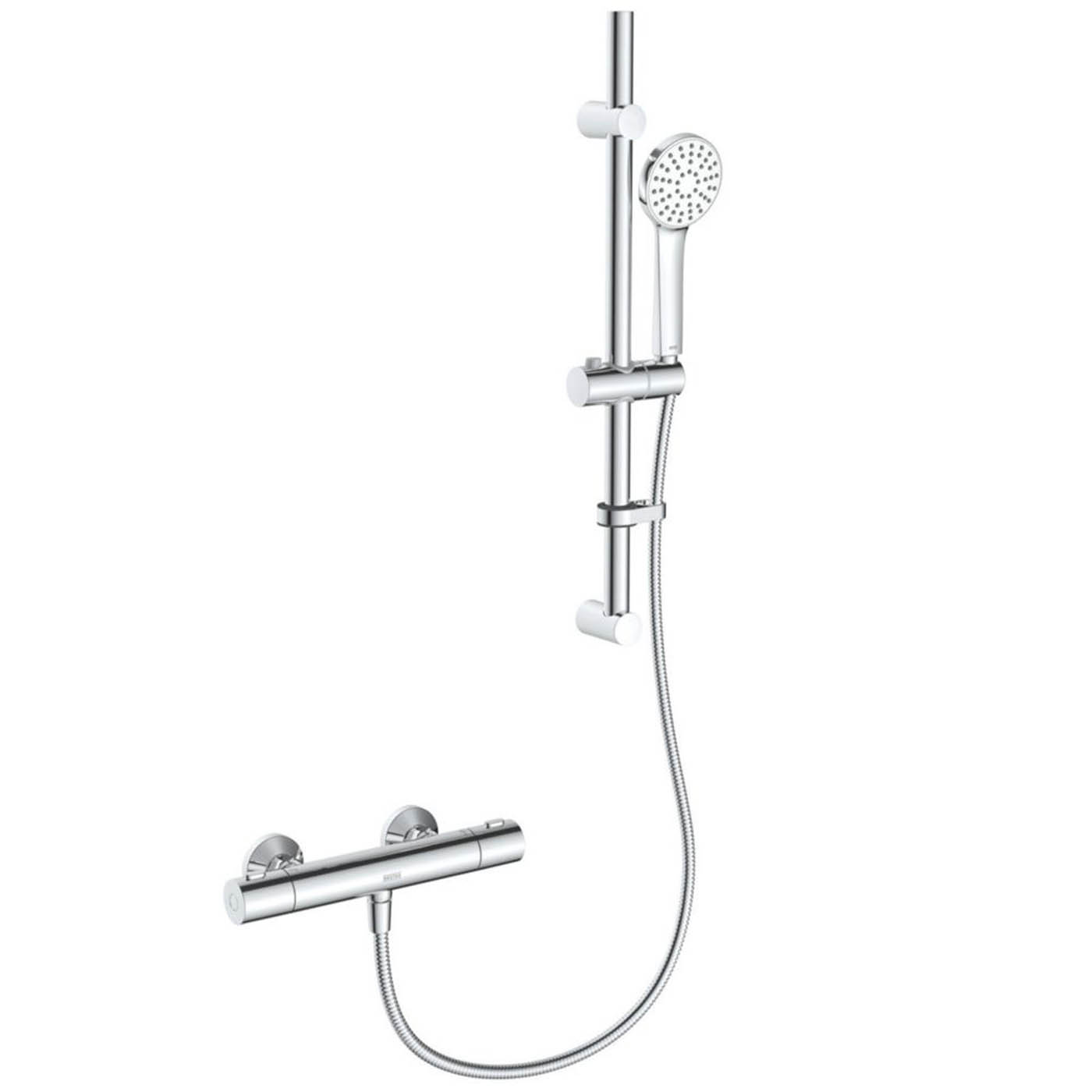 Bristan Thermostatic Mixer Shower Kit Chrome Exposed Single Spray Pattern Round - Image 1
