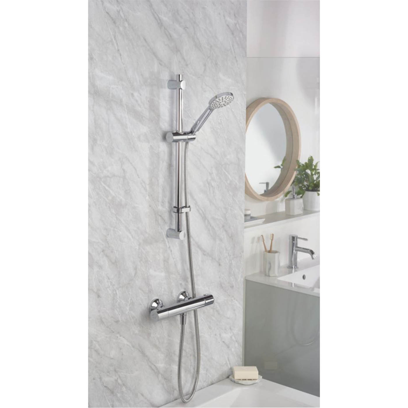 Bristan Thermostatic Mixer Shower Kit Chrome Exposed Single Spray Pattern Round - Image 3