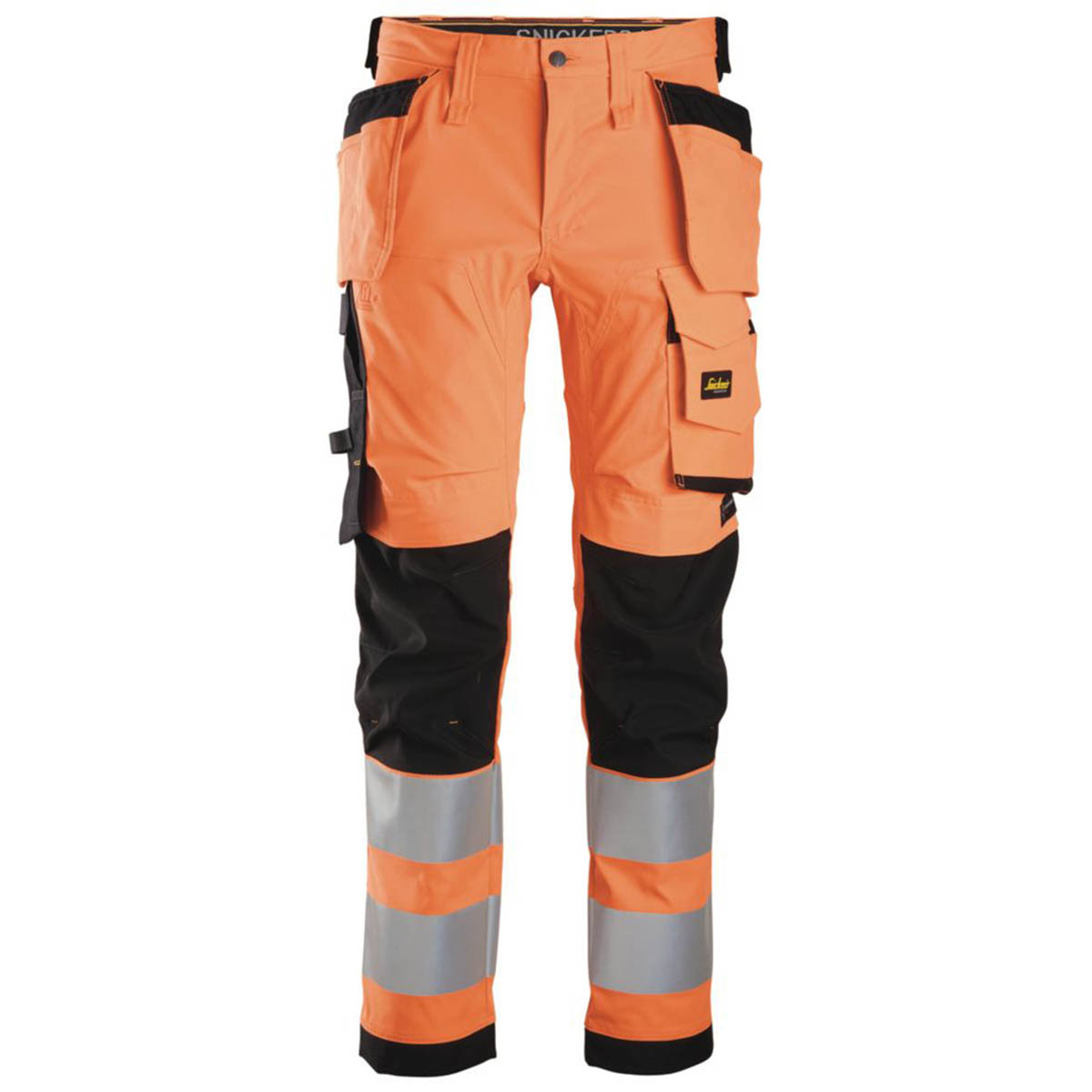 Snickers Hi-Vis Work Trousers Mens Slim Fit Orange 6243 Multi Pockets 44W 32L - Image 1