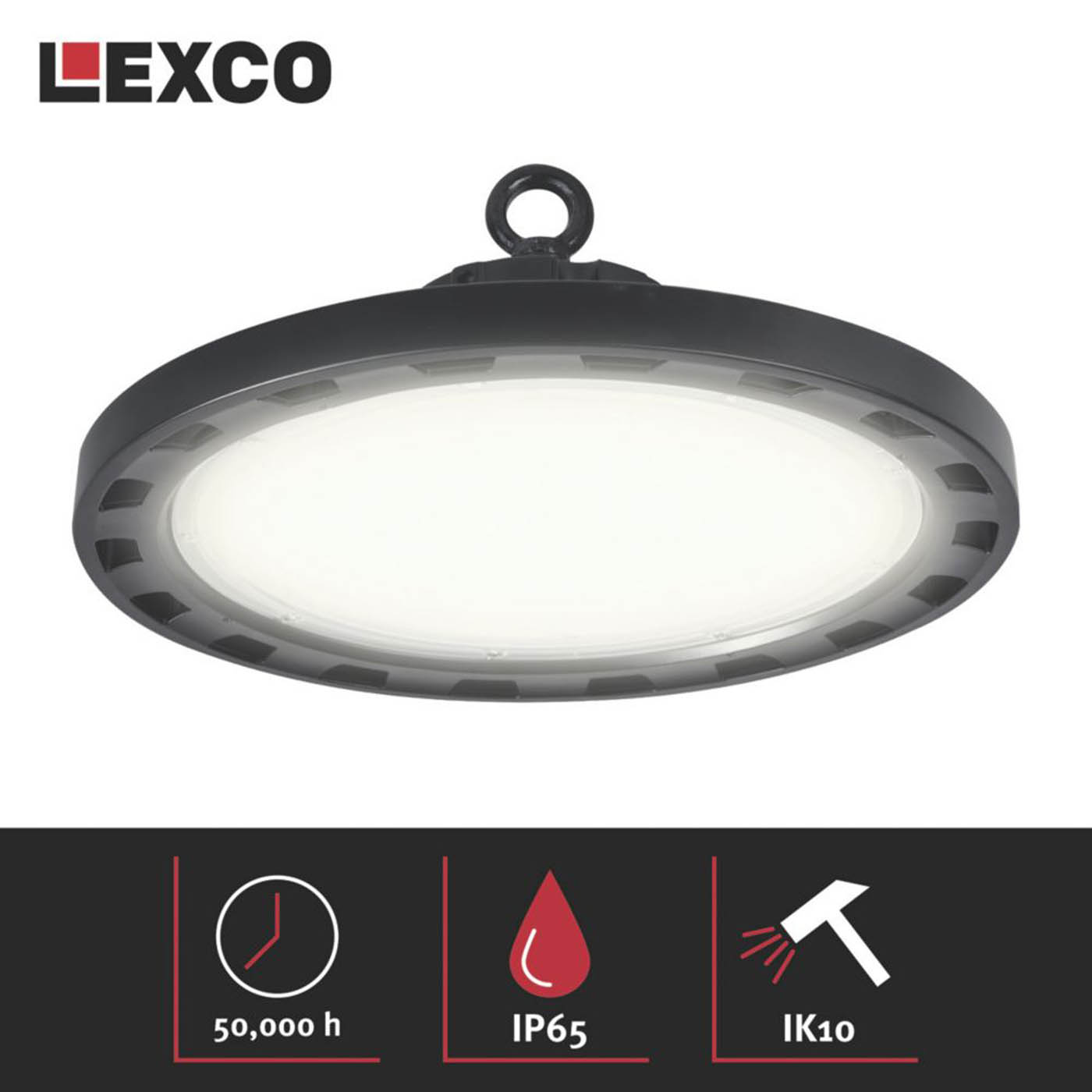 Lexco High Bay Light LED Cool White Dimmable Black Industrial Warehouse Lamp - Image 3