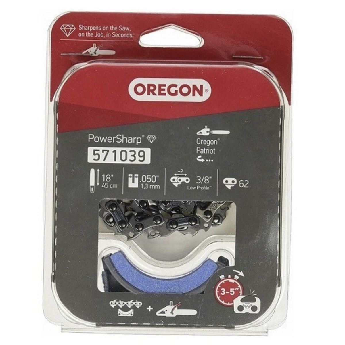 Oregon Chain 18" Power Sharp With Sharpening Stone For Chainsaw CS1500 - Image 1