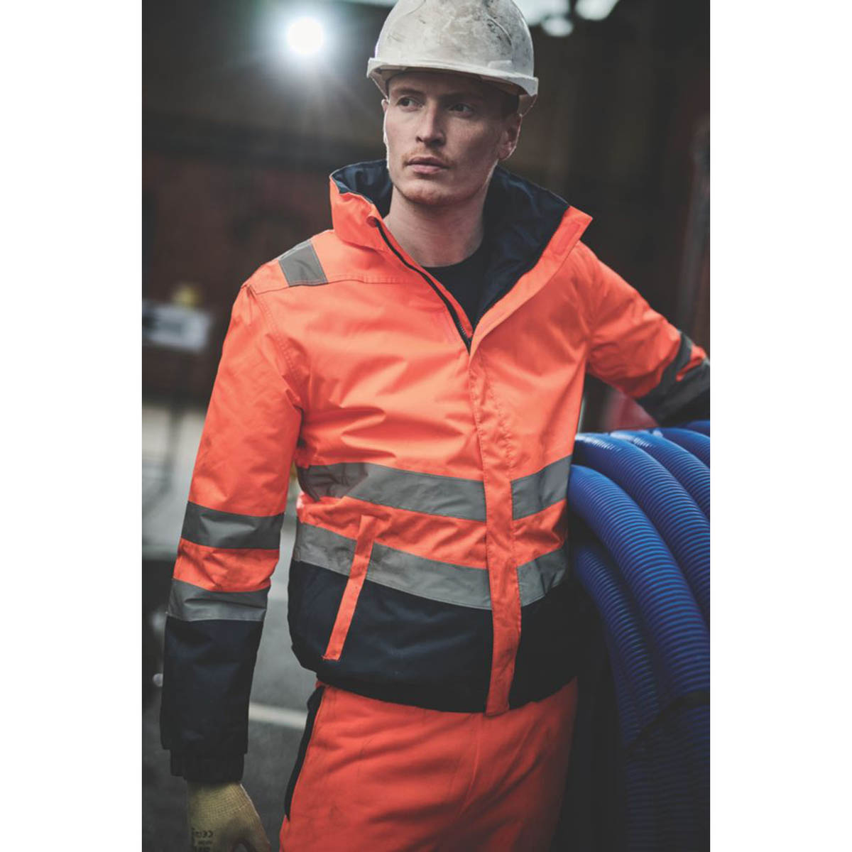 Regatta Bomber Jacket Hi Vis Orange Navy 45" Chest Windproof Waterproof Medium - Image 5