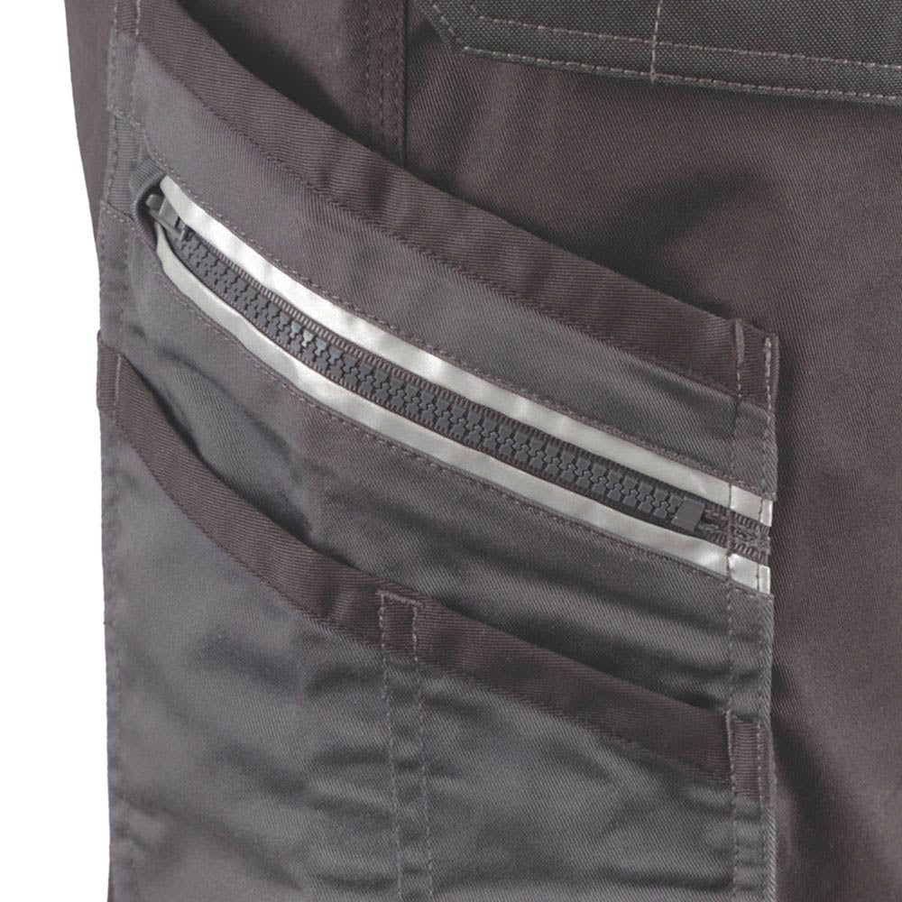 Site Work Trousers Mens Regular Fit Grey Black Stretch Multi Pockets 30W 32L - Image 6