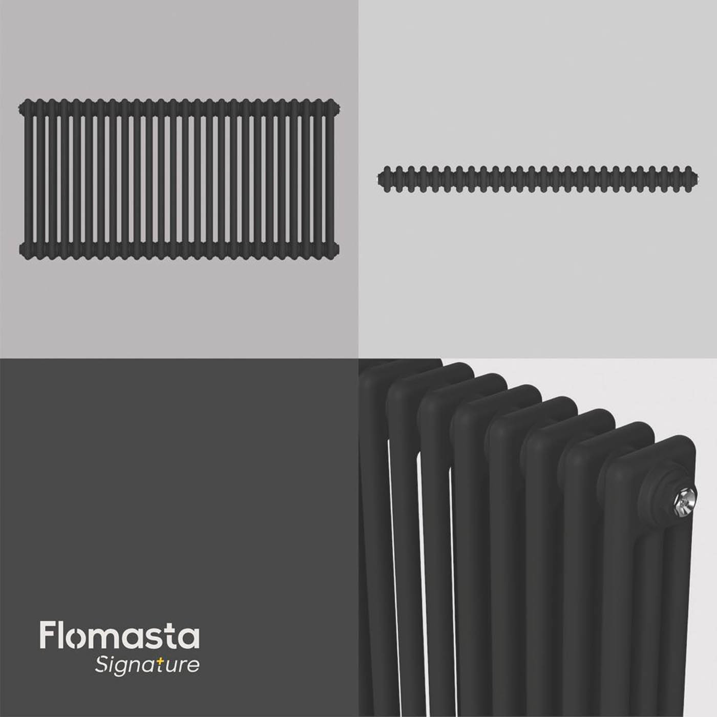 Flomasta 3 Column Radiator Black Horizontal Steel Traditional (H)60x(W)119cm - Image 5