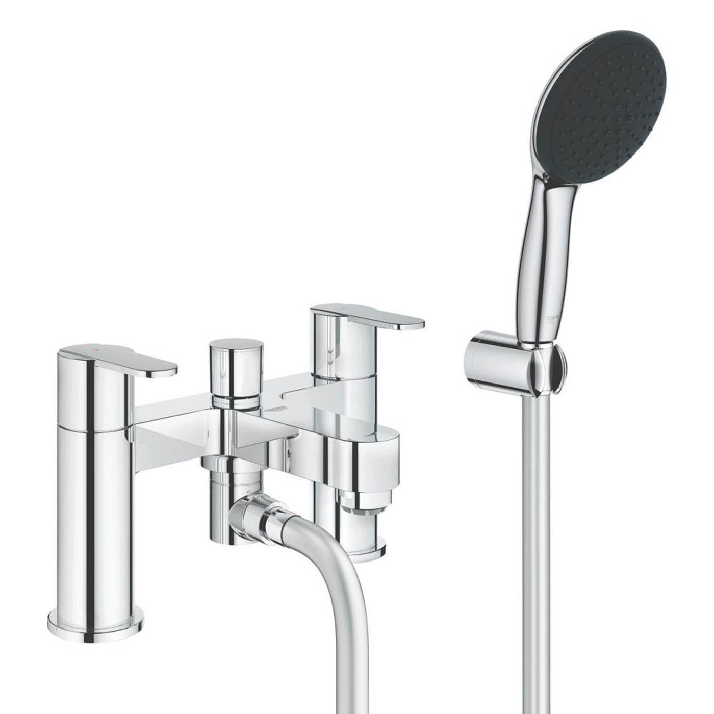 Grohe Bath Filler Tap Mixer Shower Chrome Double Lever Bathroom Round Head - Image 1
