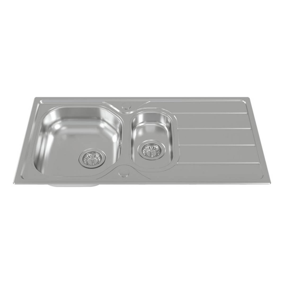 Kitchen Sink Inset and Tap Set 1.5 Bowl Stainless Steel With Waste 965 x 500mm - Image 3