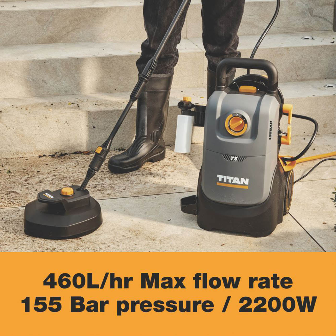 Titan Pressure Washer Electric TTB1288PRW 155bar Home Car Jet Cleaner 2200W - Image 4