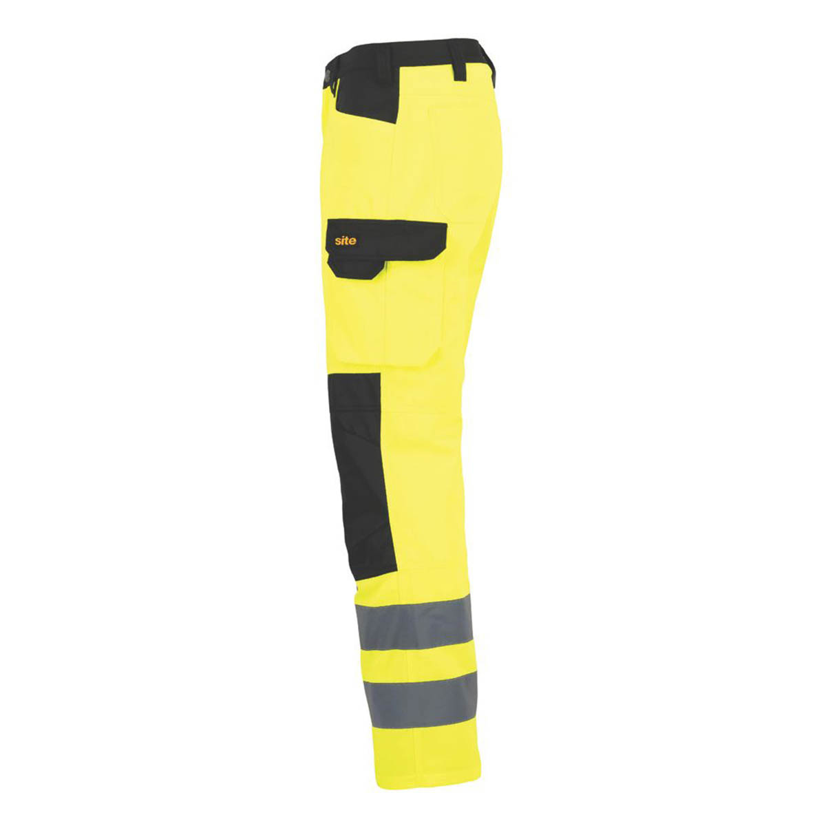 Site Hi-Vis Work Trousers Mens Ovett Regular Fit Yellow Black Reflective 36W 32L - Image 4