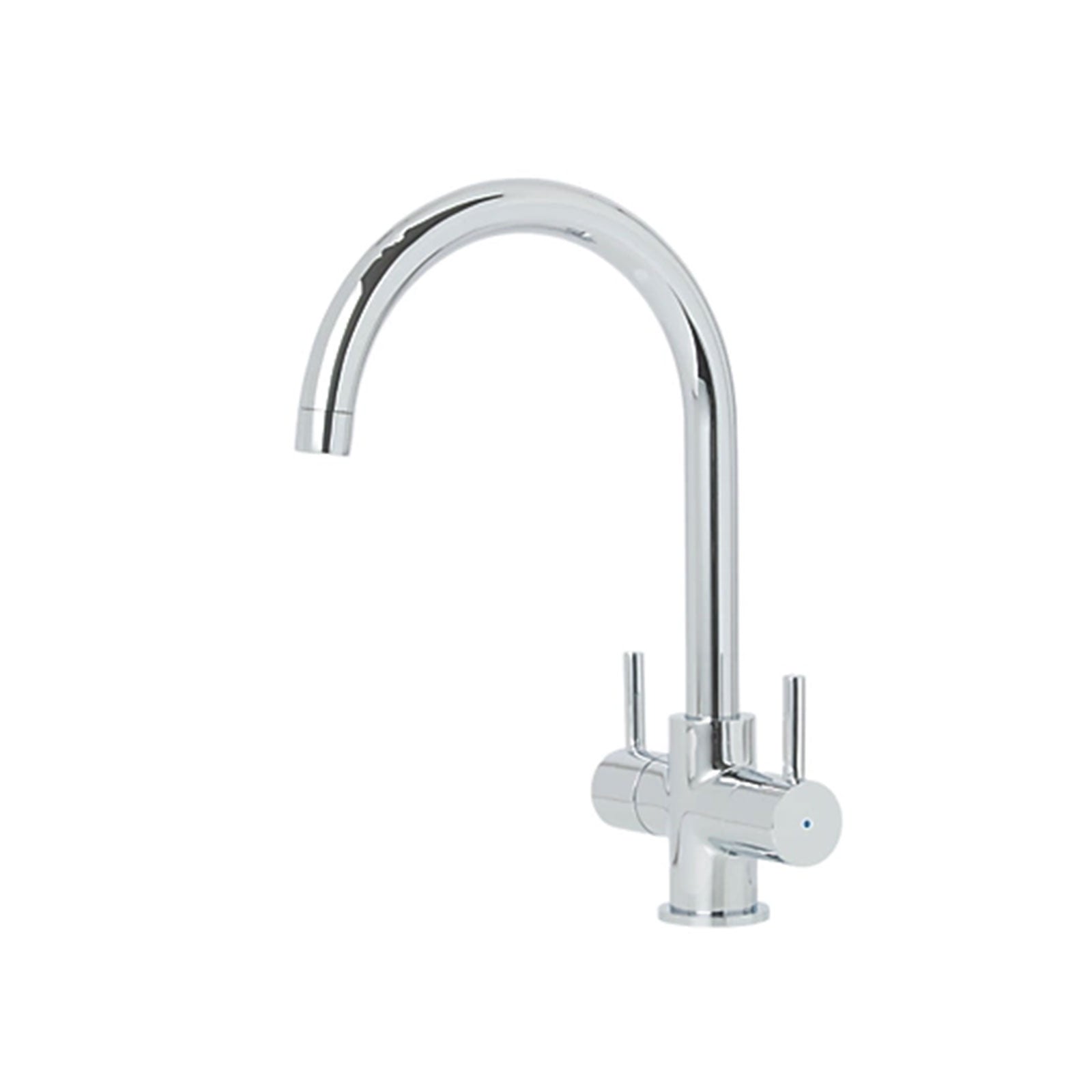 Kitchen Sink Tap Mono Mixer Chrome Double Lever Swivel Spout Contemporary Faucet - Image 1