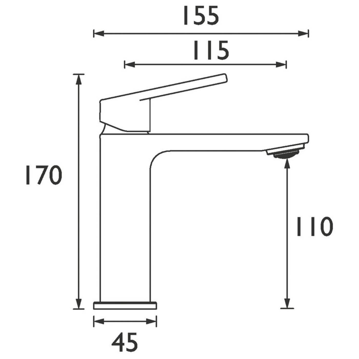 Bristan Bathroom Sink Tap Frammento Single Lever Mono Basin Mixer Black 170mm - Image 5