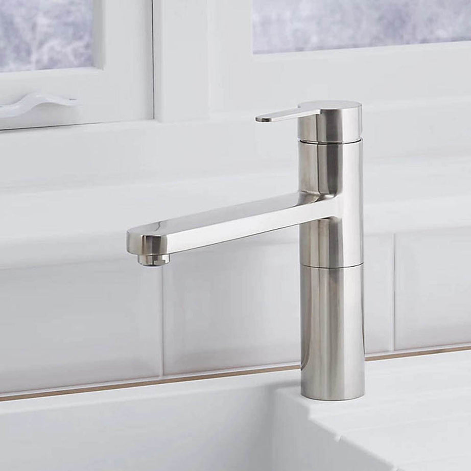 Kitchen Mixer Tap Nickel Effect Single Lever Swivel Spout Scratch Resistant 5bar - Image 2
