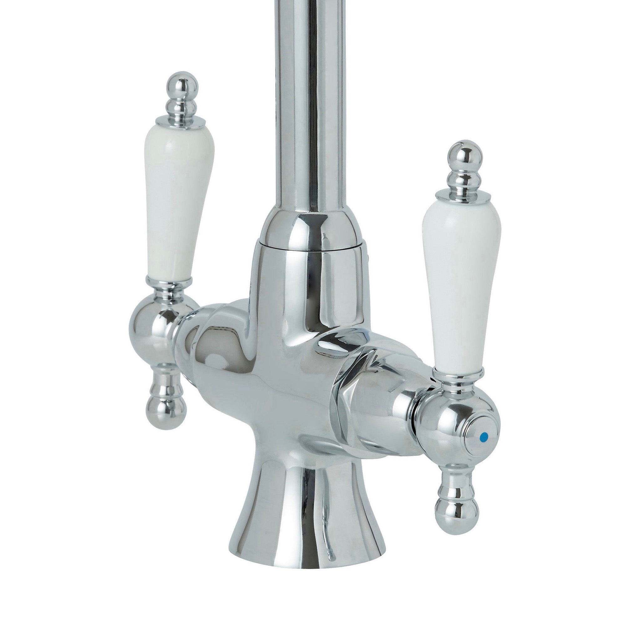 Kitchen Sink Tap Mixer Chrome Dual Lever 1/4 Turn Swivel Spout Brass Faucet - Image 5