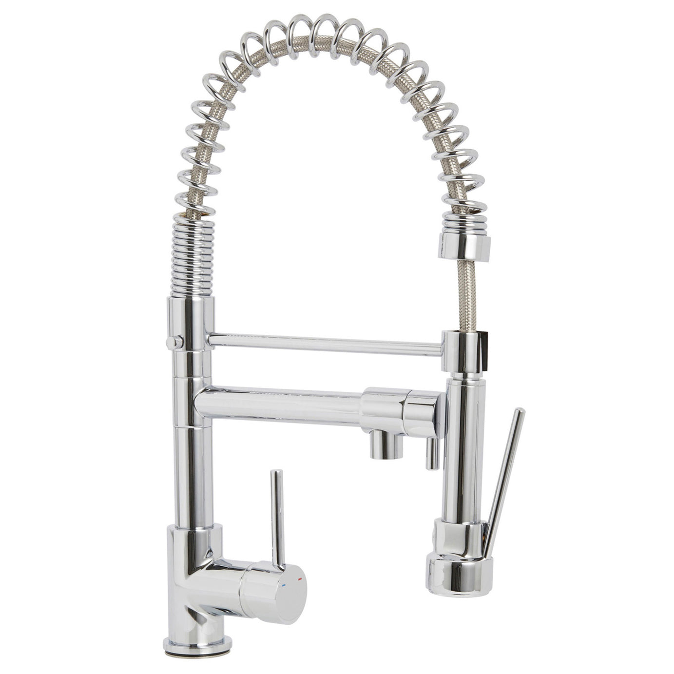 Kitchen Sink Tap Mixer Chrome Single Lever Pull Out Spring Neck Spout Faucet - Image 1