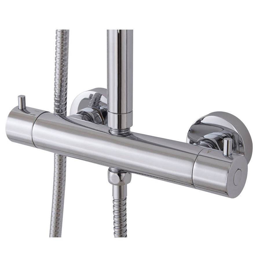 Mixer Shower Set Chrome Effect Wall Mounted 3 Spray Patterns Round 2 Heads - Image 3