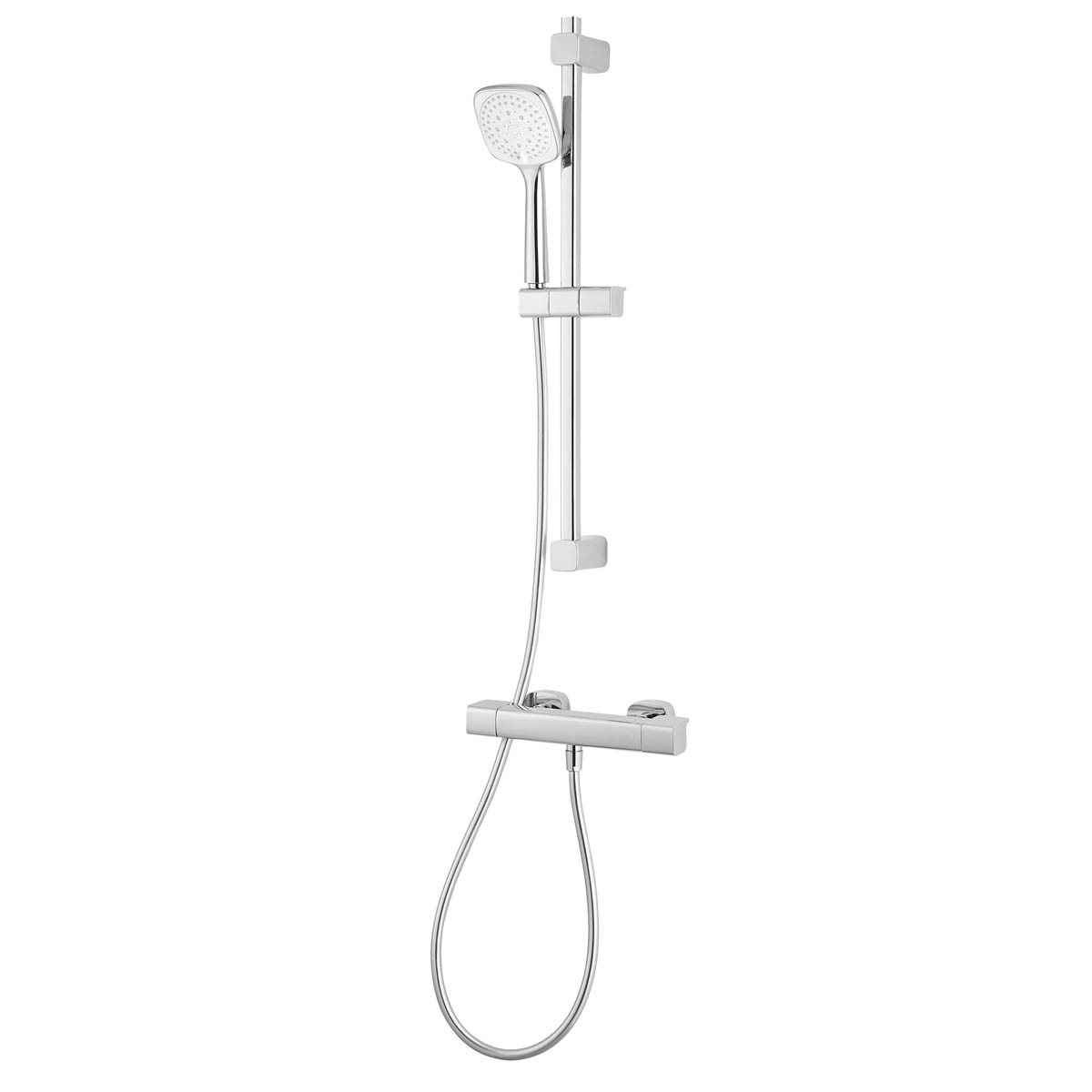 Thermostatic Mixer Shower 3 Spray Pattern Brass Square Head Modern Bathroom - Image 1