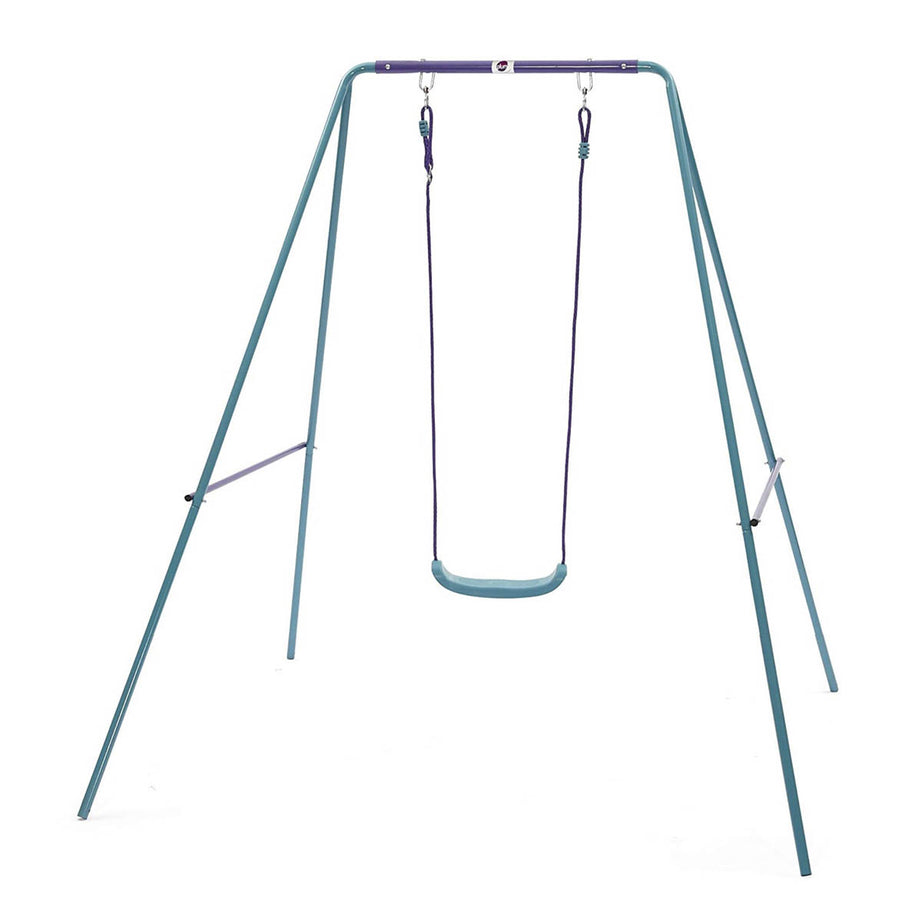 Plum Garden Kids Swing Single Metal Teal Purple Classic Outdoor Adjustable - Image 1