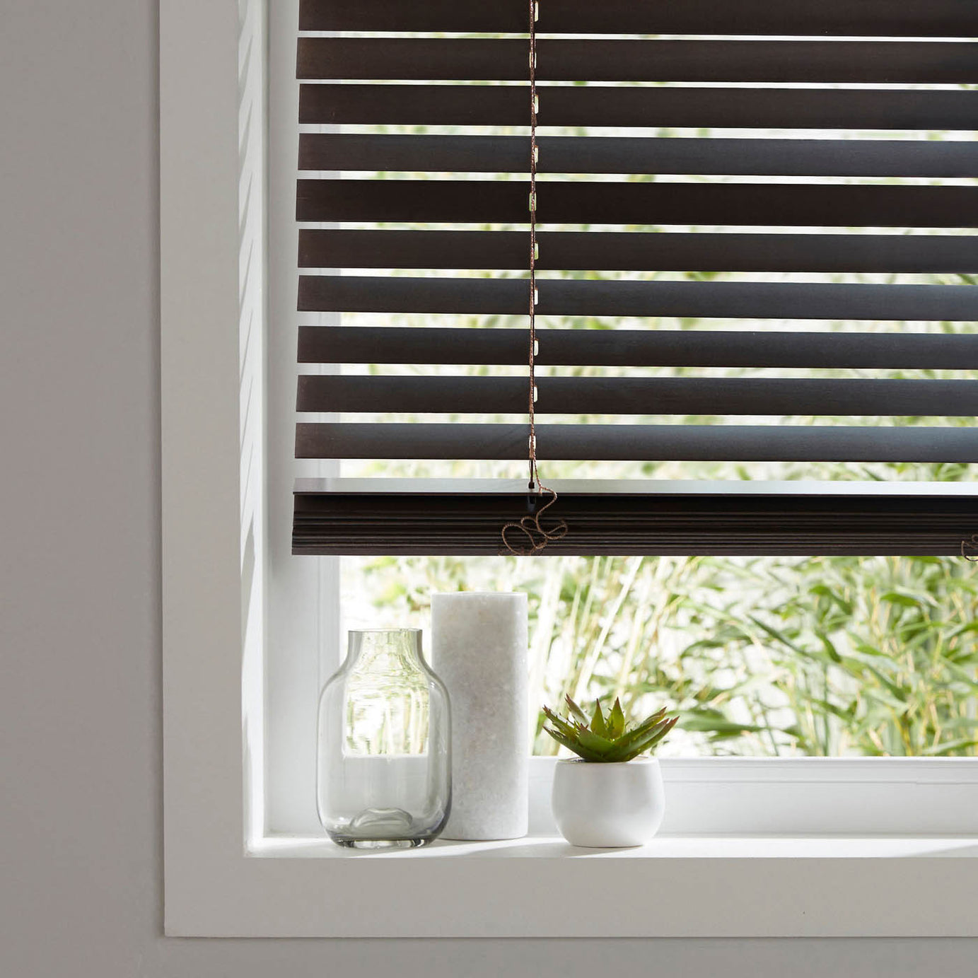 Venetian Blinds Dark Brown Basswood Bedroom Living Room Modern (W)60x(L)180cm - Image 1