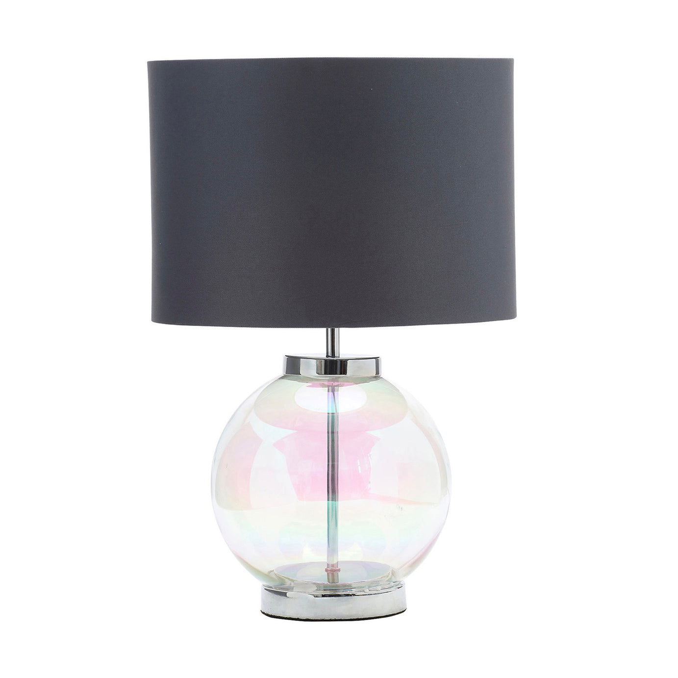 Table Lamp Iridescent Glass Base Bedside Night Light Drum Shade Modern 28W 47cm - Image 2